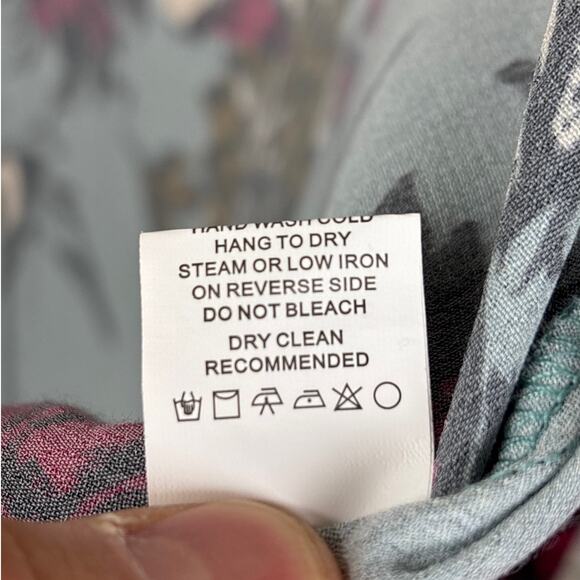 Anthropologie Bel Kazan Blue Floral One Size Short Sleeve Long Duster Kimono - Picture 8 of 9